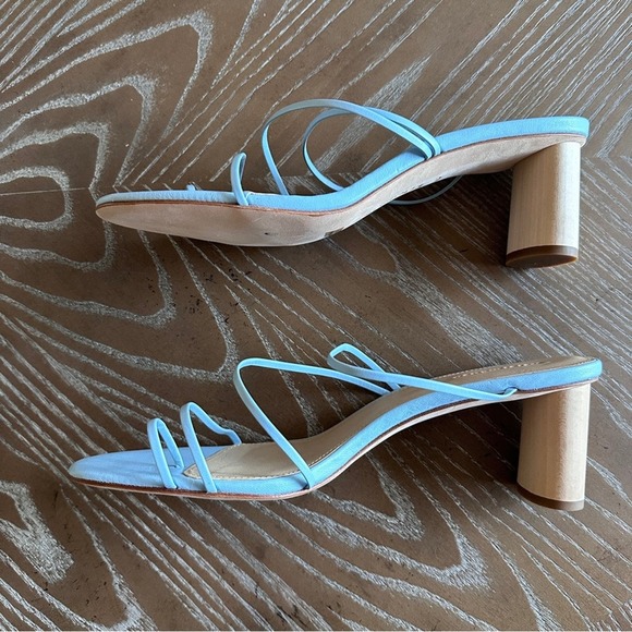 LIKE NEW Reformation Rachel Powder Blue Strappy Sandal Heel 9.5 - Picture 3 of 7